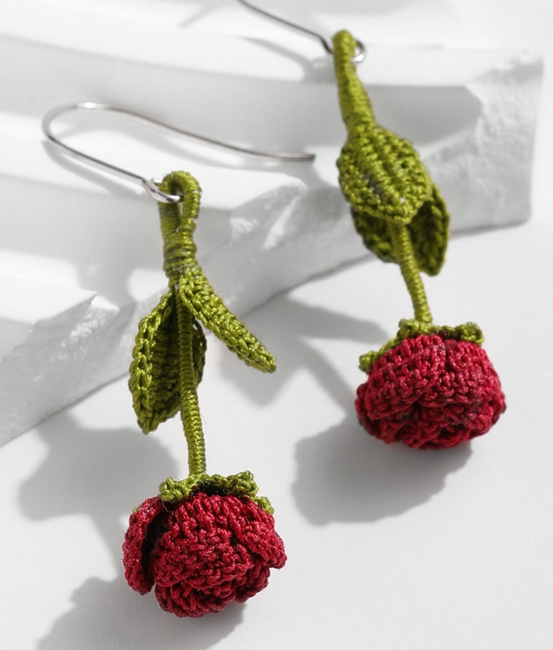 Micro Crochet Bracelet | Rose with Stem