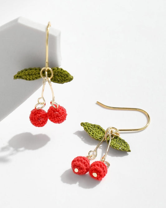 Micro Crochet Earring | Cherry