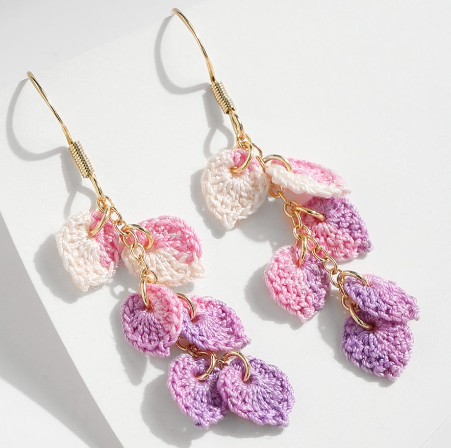 Micro Crochet Earring | Tassel leaves