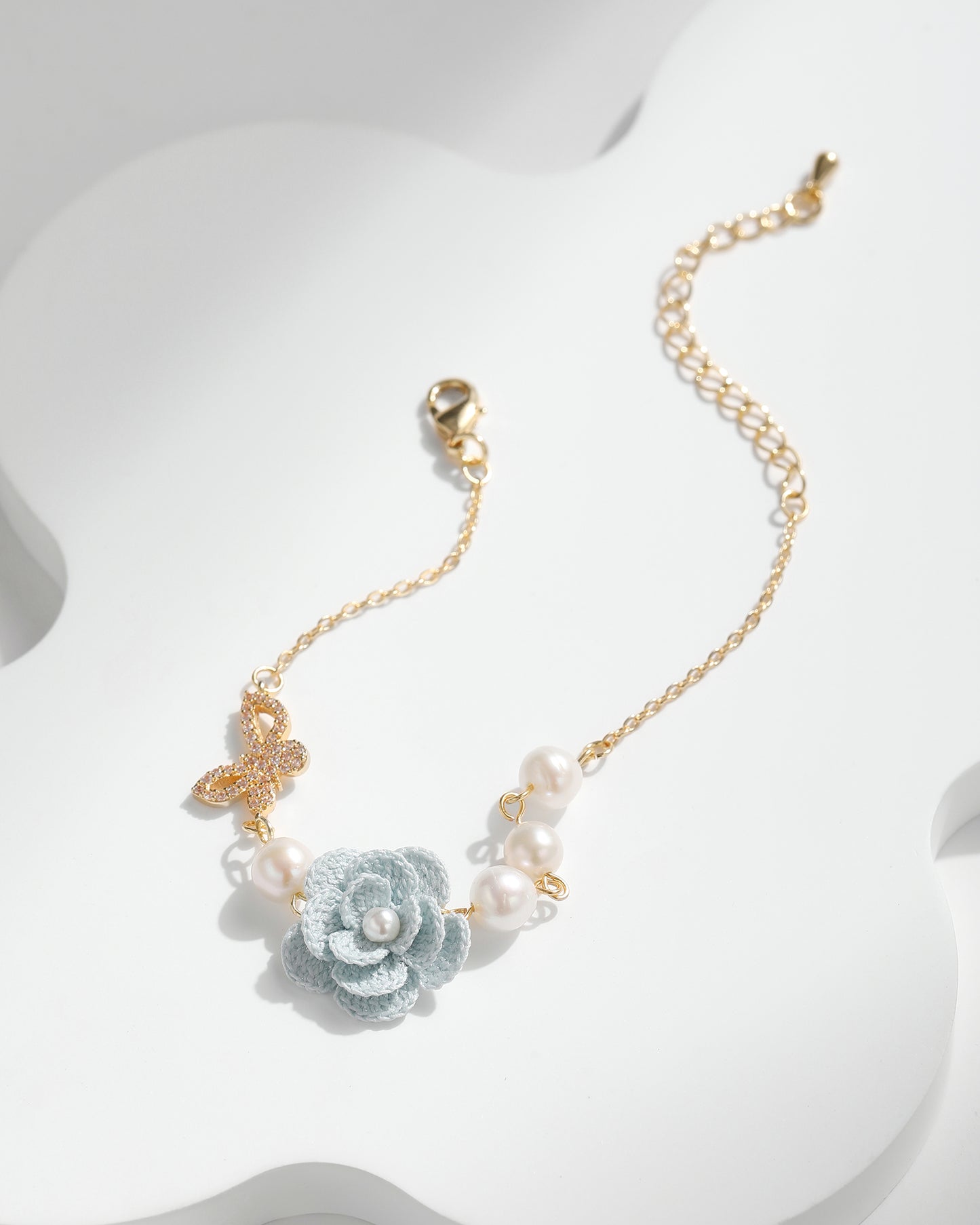 Micro Crochet Bracelet | Camellia with Pearl