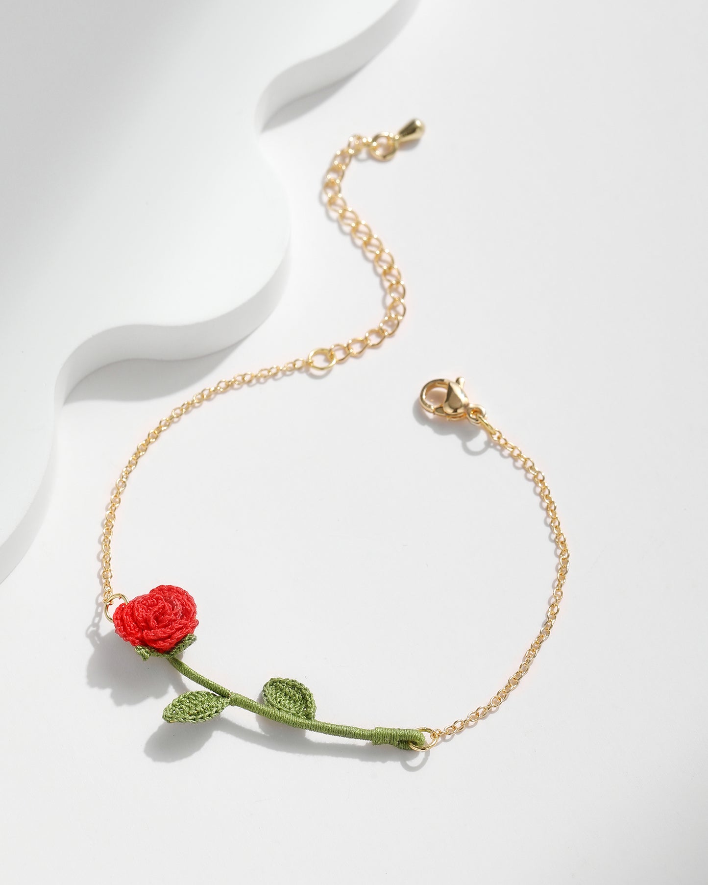 Micro Crochet Bracelet | Rose with Stem