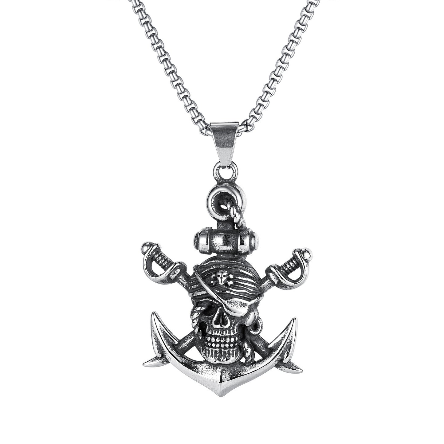 Stainless Steel Necklace | Anchor & Skull