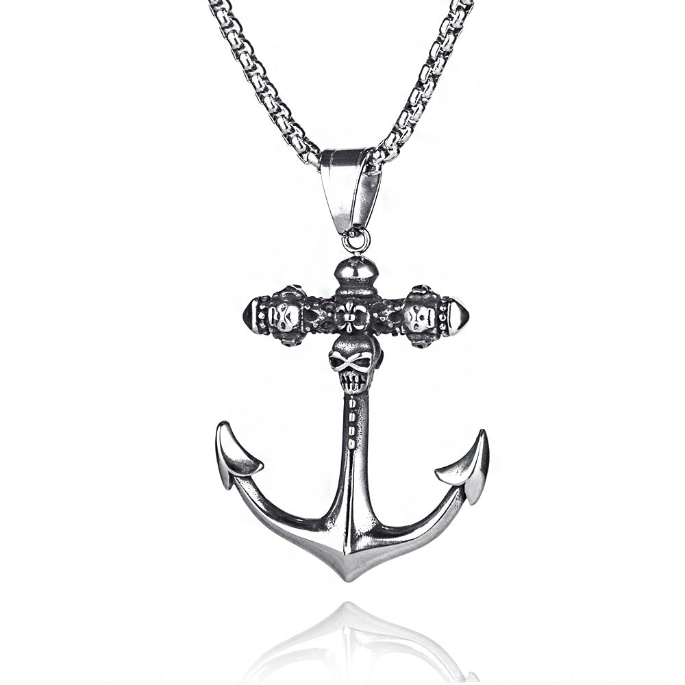 Stainless Steel Necklace | Anchor & Skull