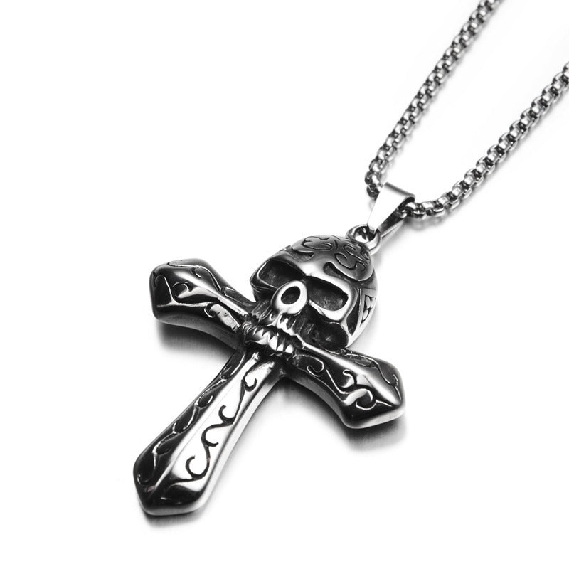 Stainless Steel Necklace | Cross & Skull