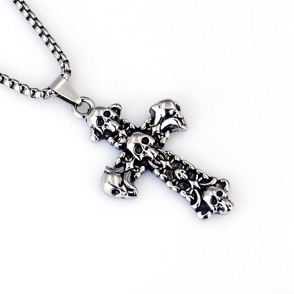 Stainless Steel Necklace | Cross & Skull