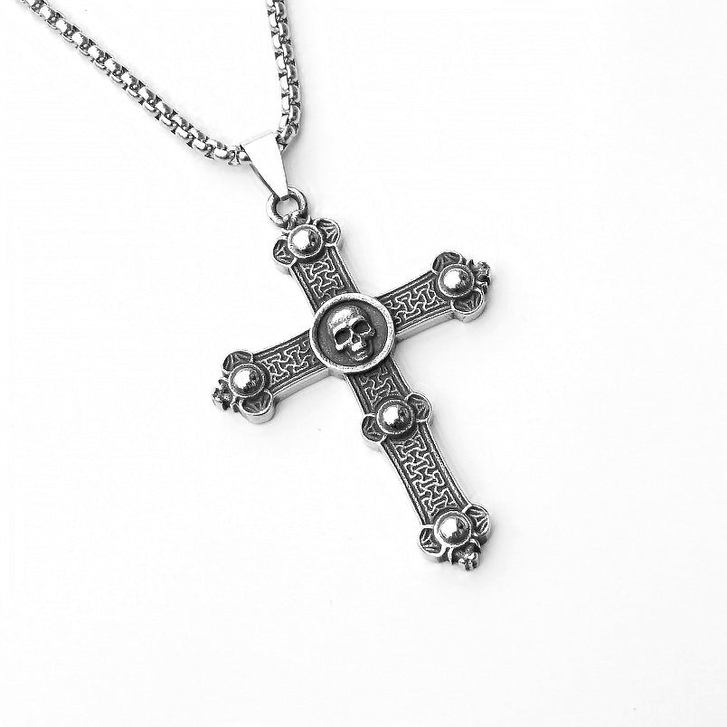Stainless Steel Necklace | Cross & Skull