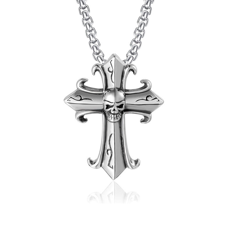 Stainless Steel Necklace | Cross & Skull