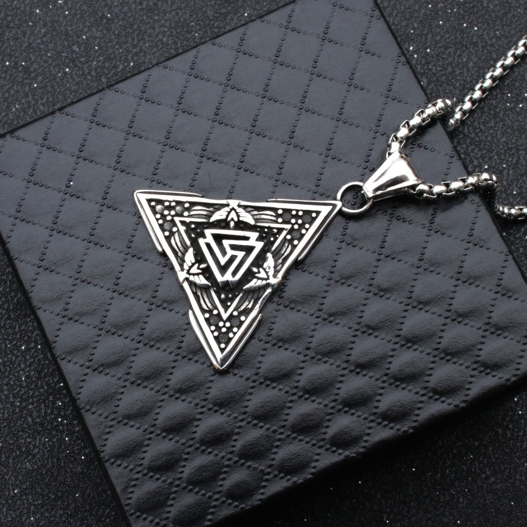 Stainless Steel Retro Odin's Triangle Necklace