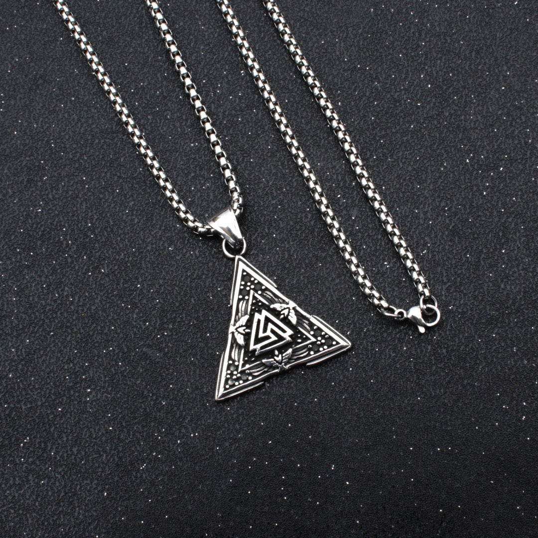Stainless Steel Retro Odin's Triangle Necklace