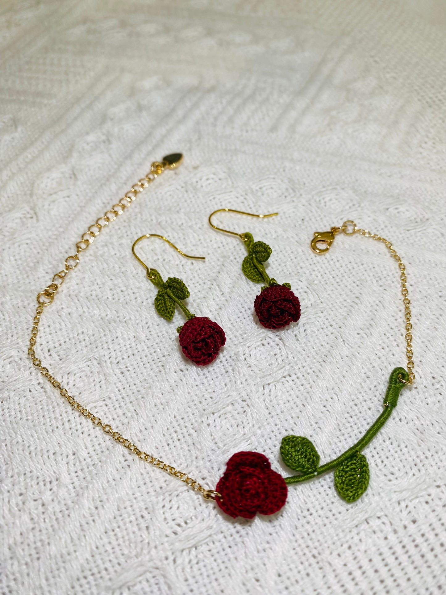 Micro Crochet Bracelet | Rose with Stem