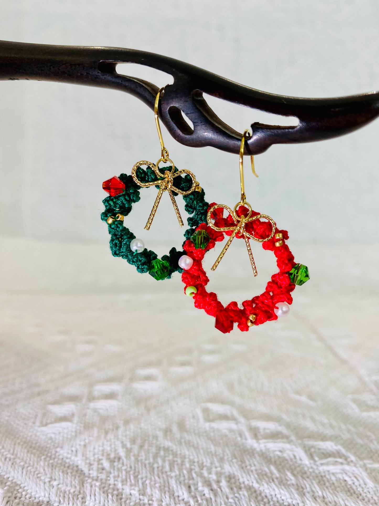 Micro Crochet Earring | Chrismas Wreaths