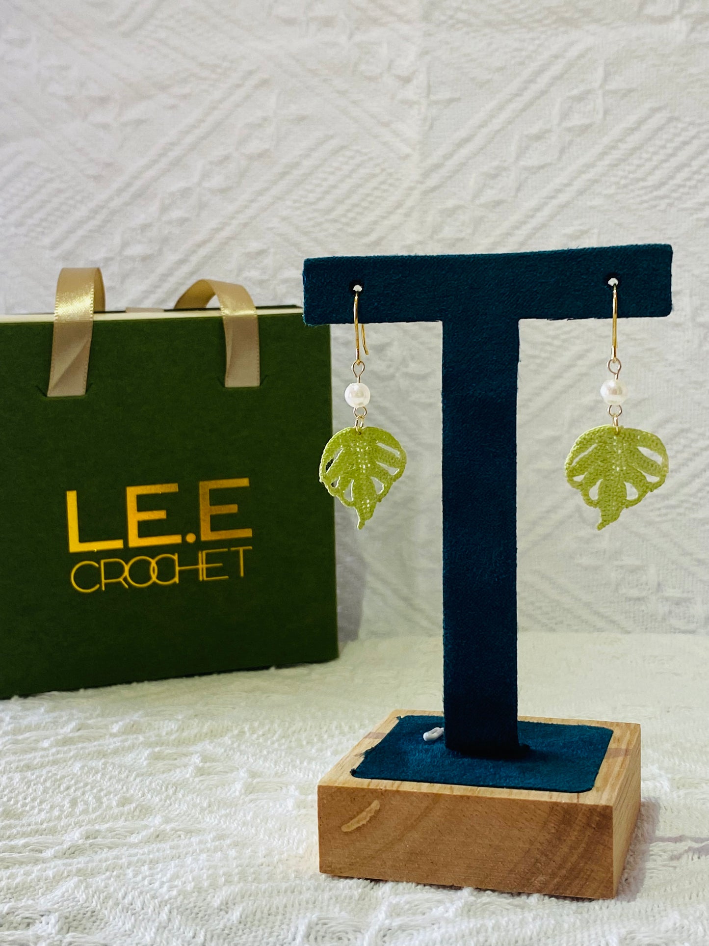 Micro Crochet Earring | Monstera
