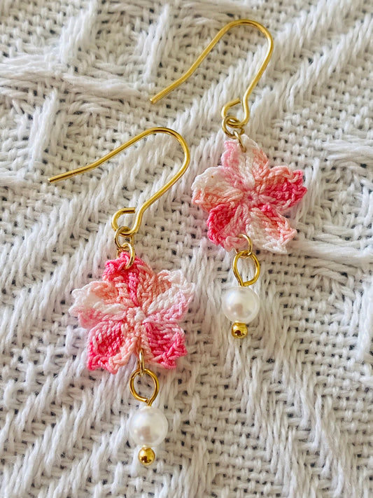 Micro Crochet Earring | Cherry Blossom