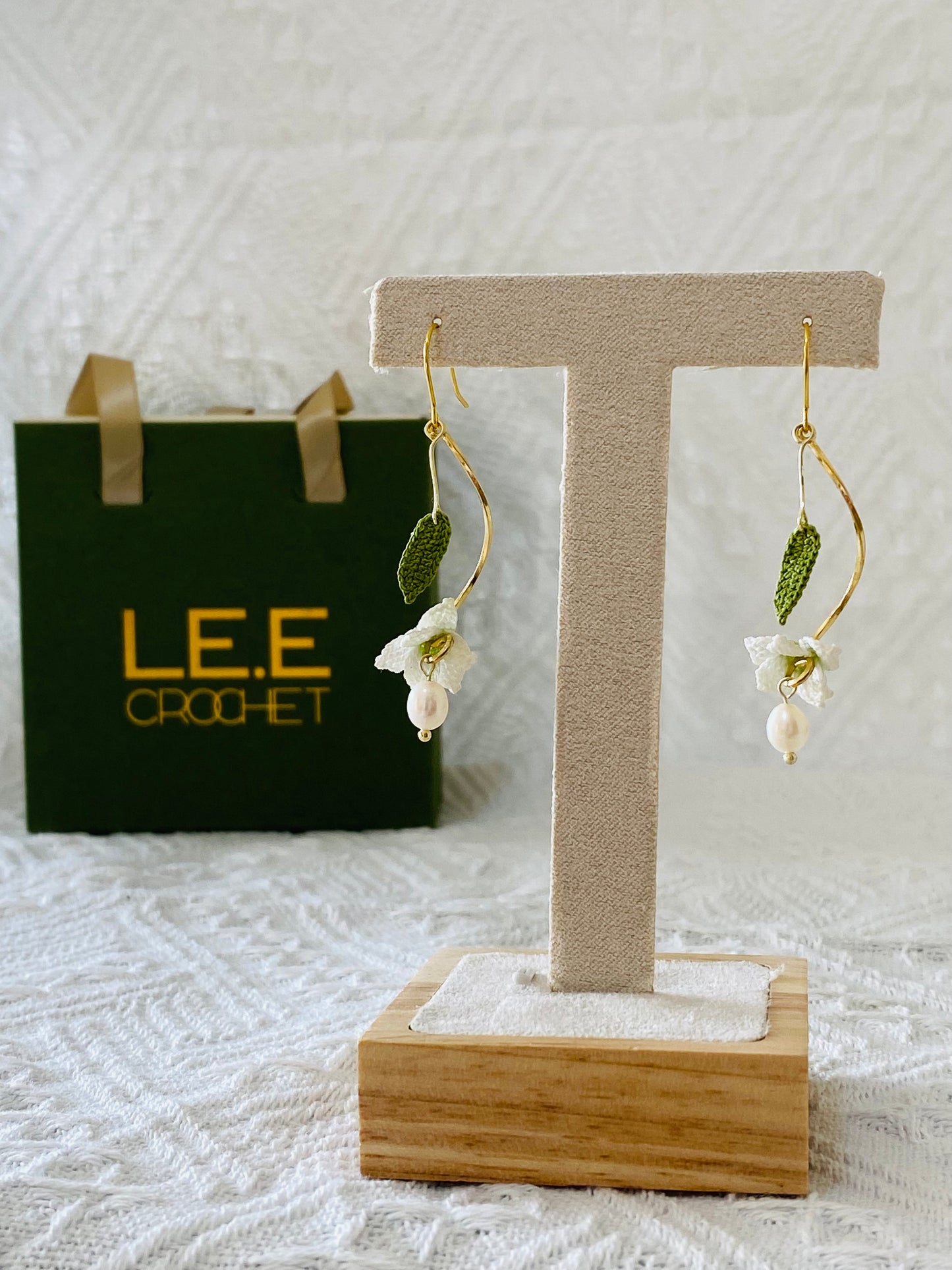 Micro Crochet Earring | Lily with Pearl Spiral Drop
