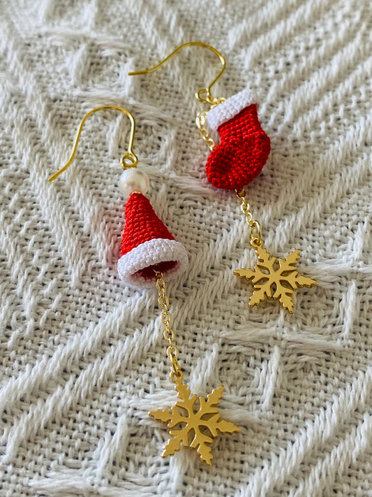 Micro Crochet Earring | Christmas Santa hat and stocking
