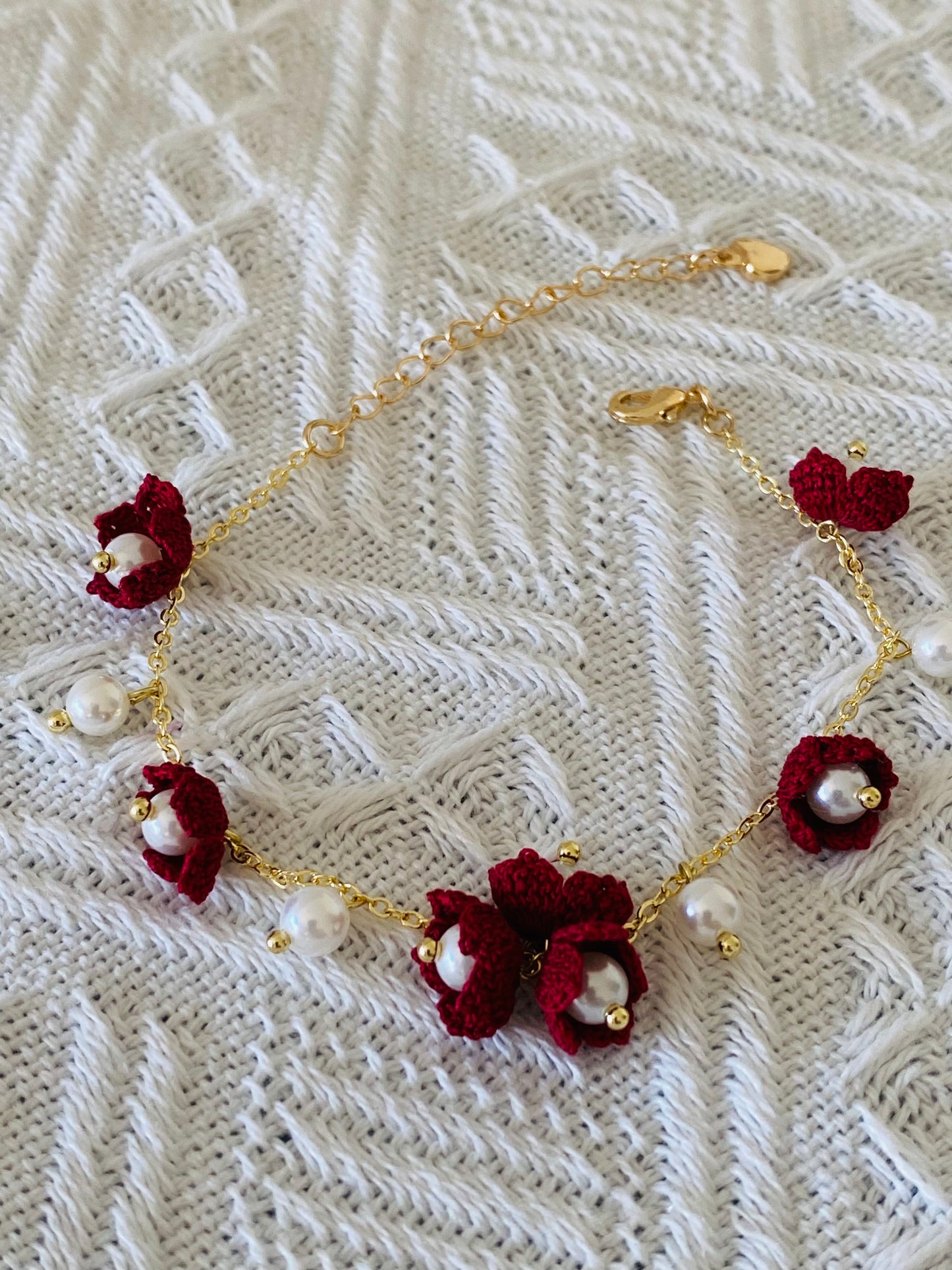 Micro Crochet Bracelet  |  Lily of the Valley Flowers