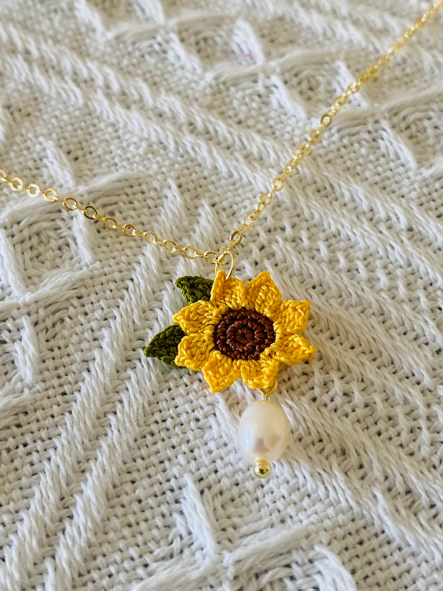 Micro Crochet Necklace  | Sunflower