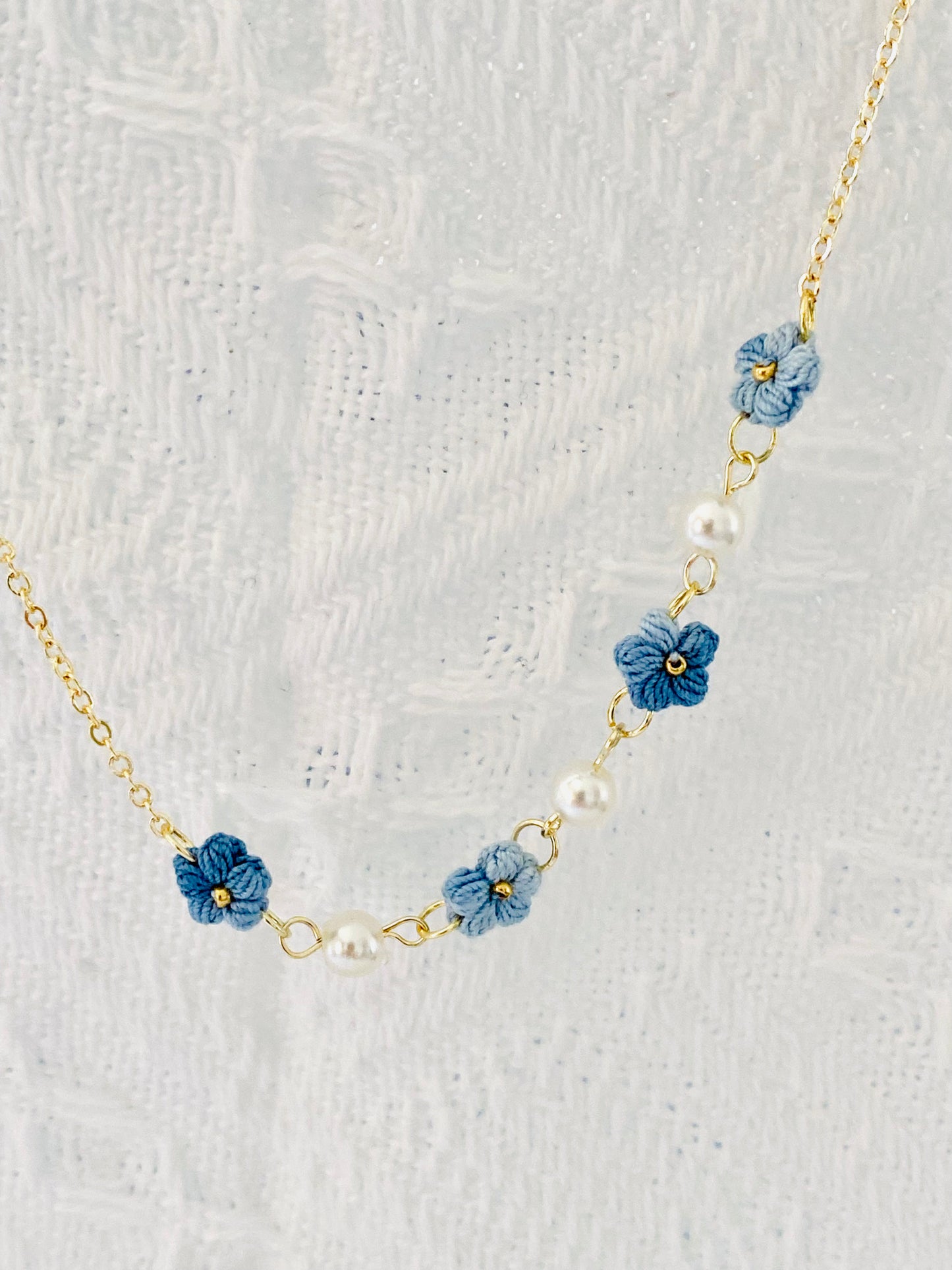 Micro Crochet Necklace  | Puff Flowers