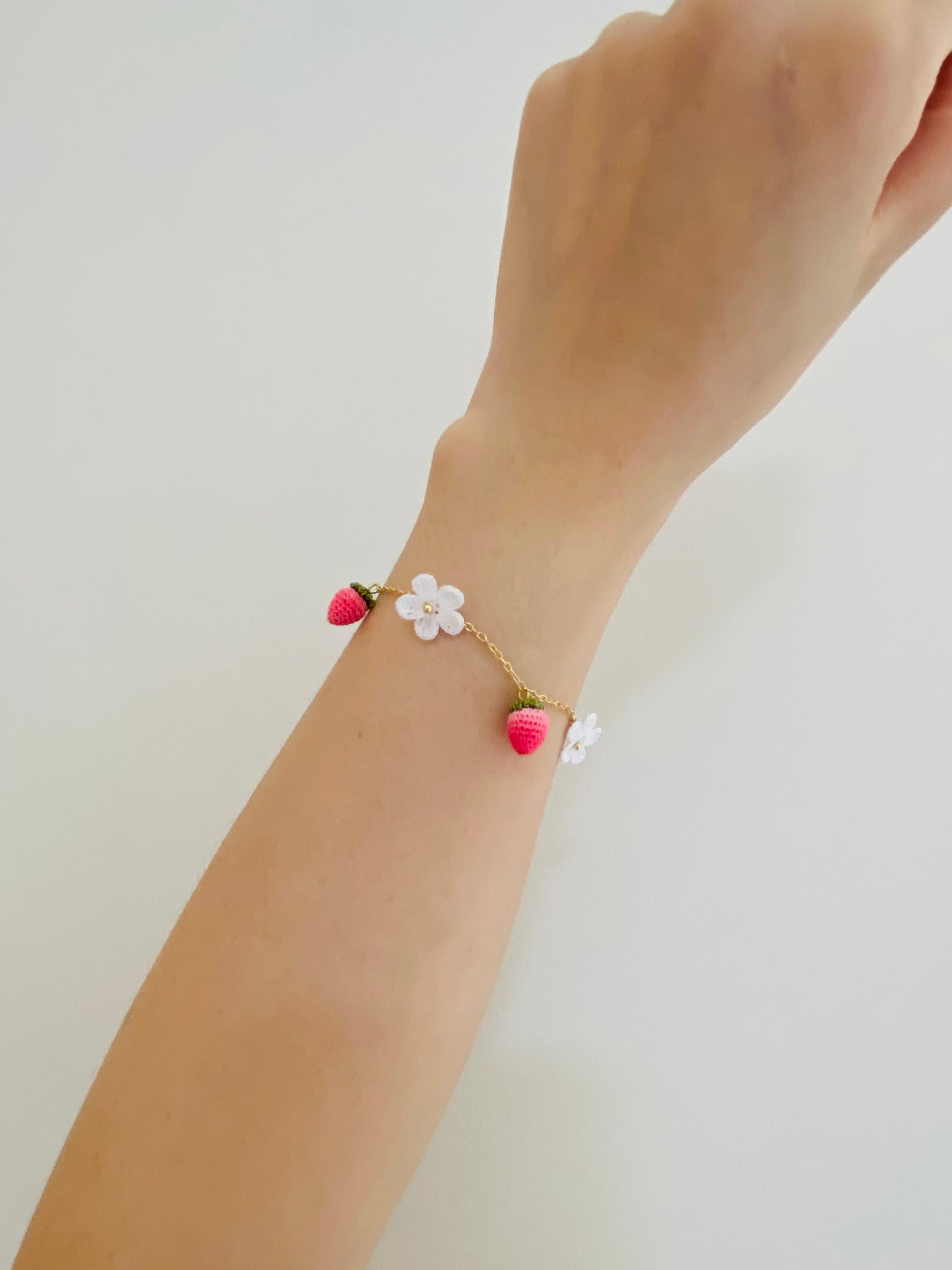 Micro Crochet Bracelet | Pink Strawberry