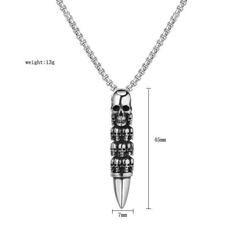 Stainless Steel Skull Knife Necklace