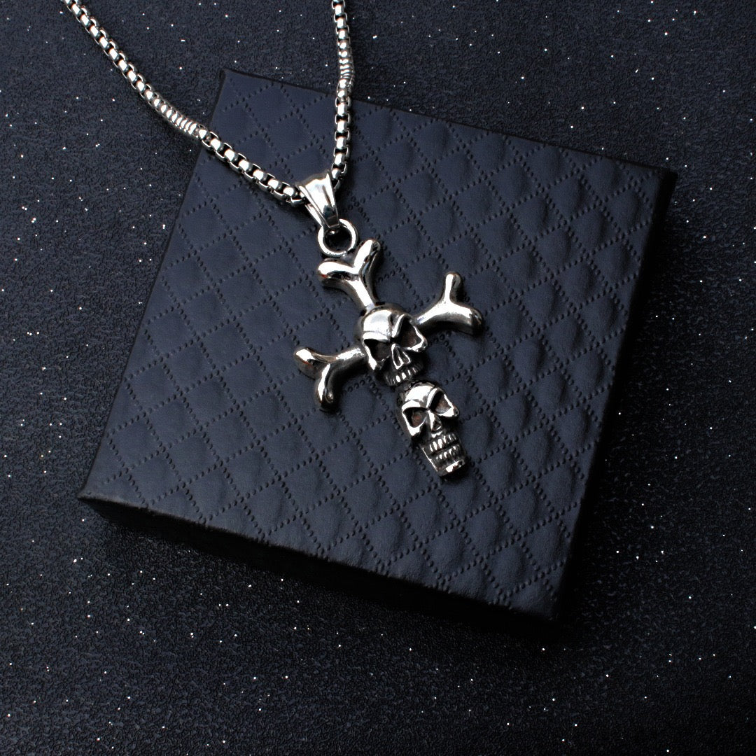 Stainless Steel Skull Cross Necklace