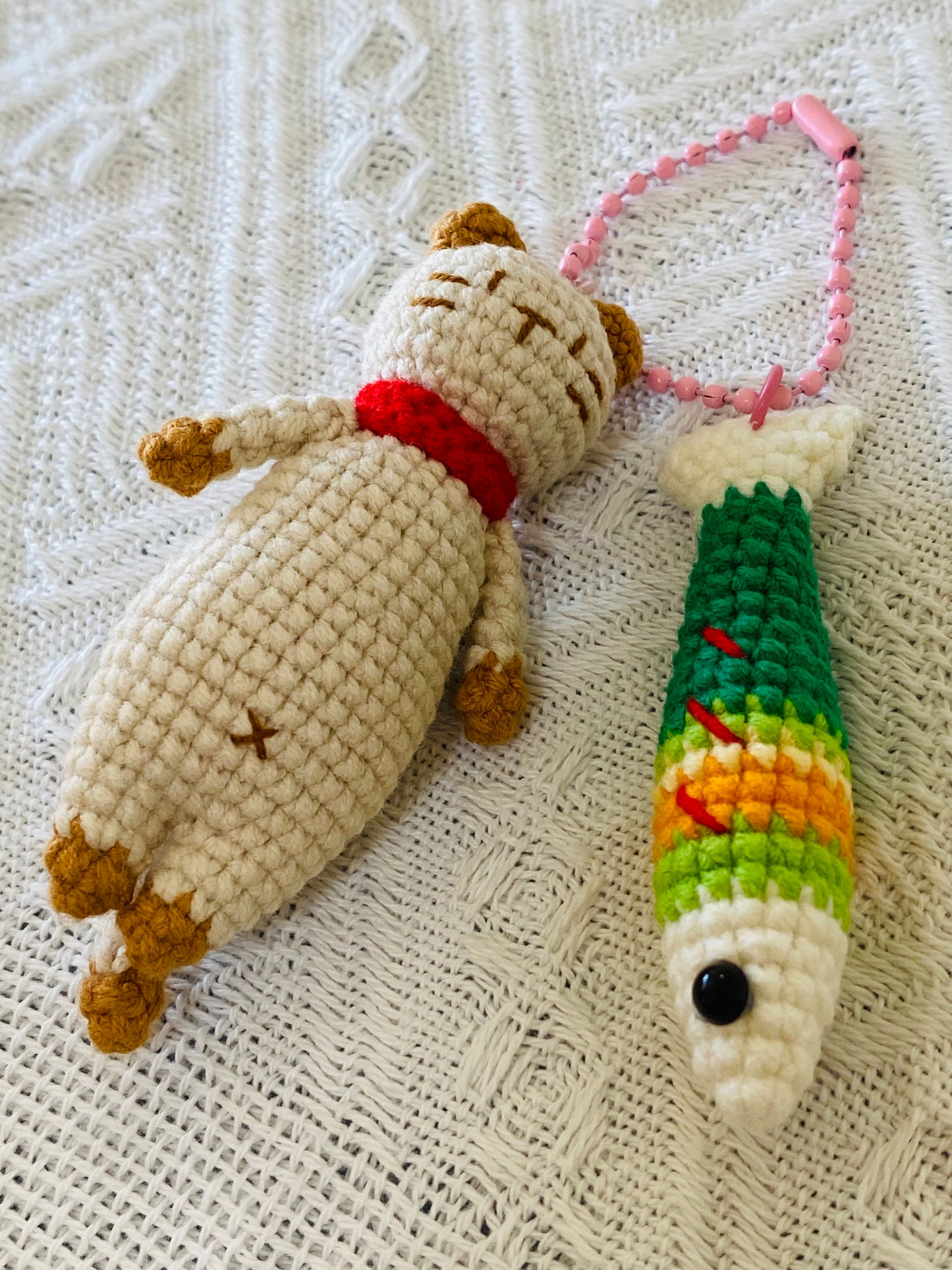 Crochet Keychains | Cat and Fish