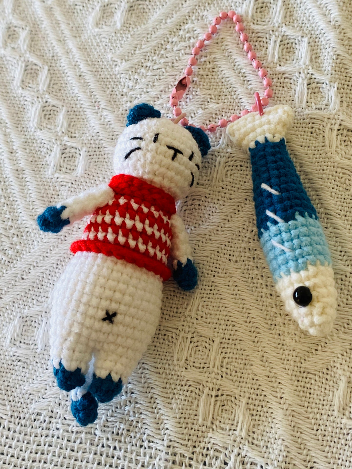Crochet Keychains | Cat and Fish