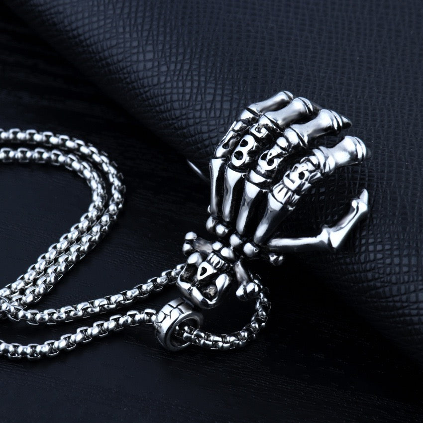 Stainless Steel Skull Claw Necklace