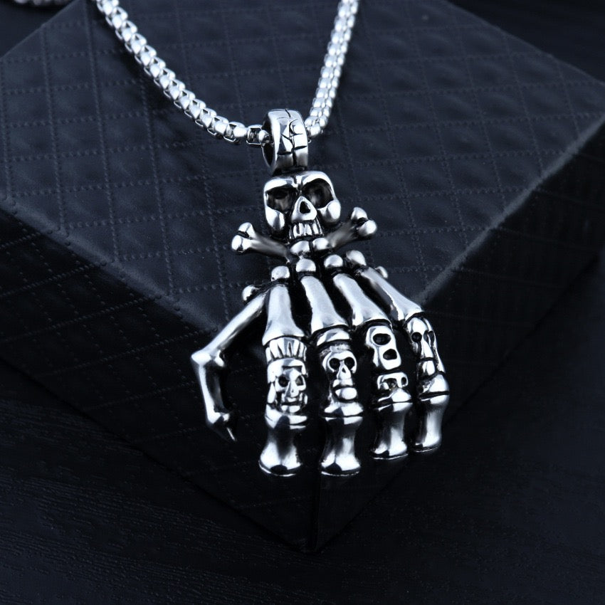 Stainless Steel Skull Claw Necklace
