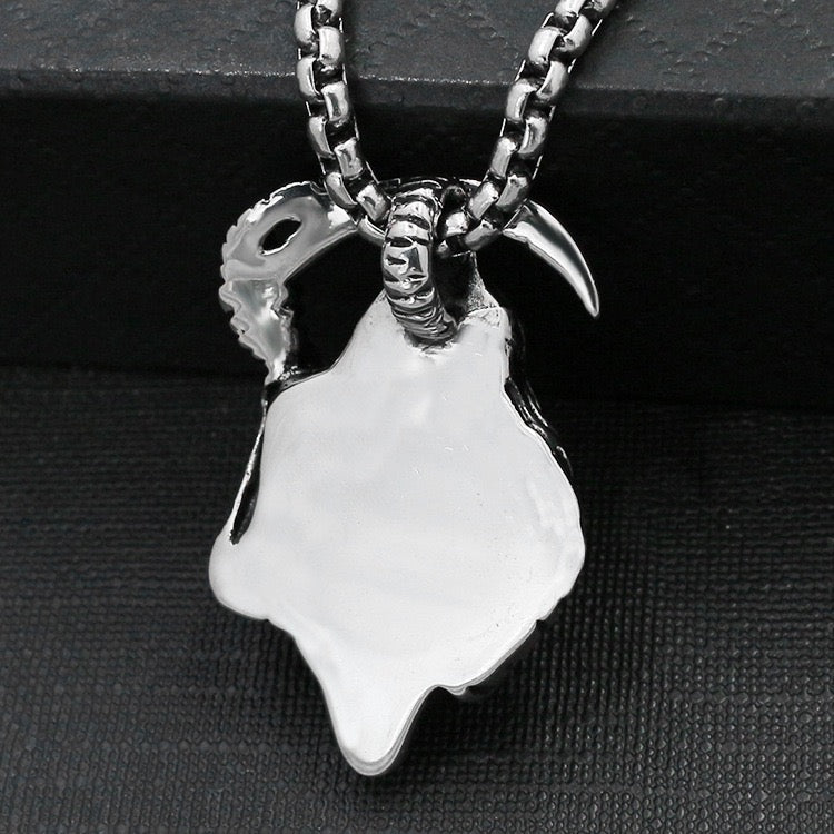 Stainless Steel Skull Necklace Grim Reaper's Scythe