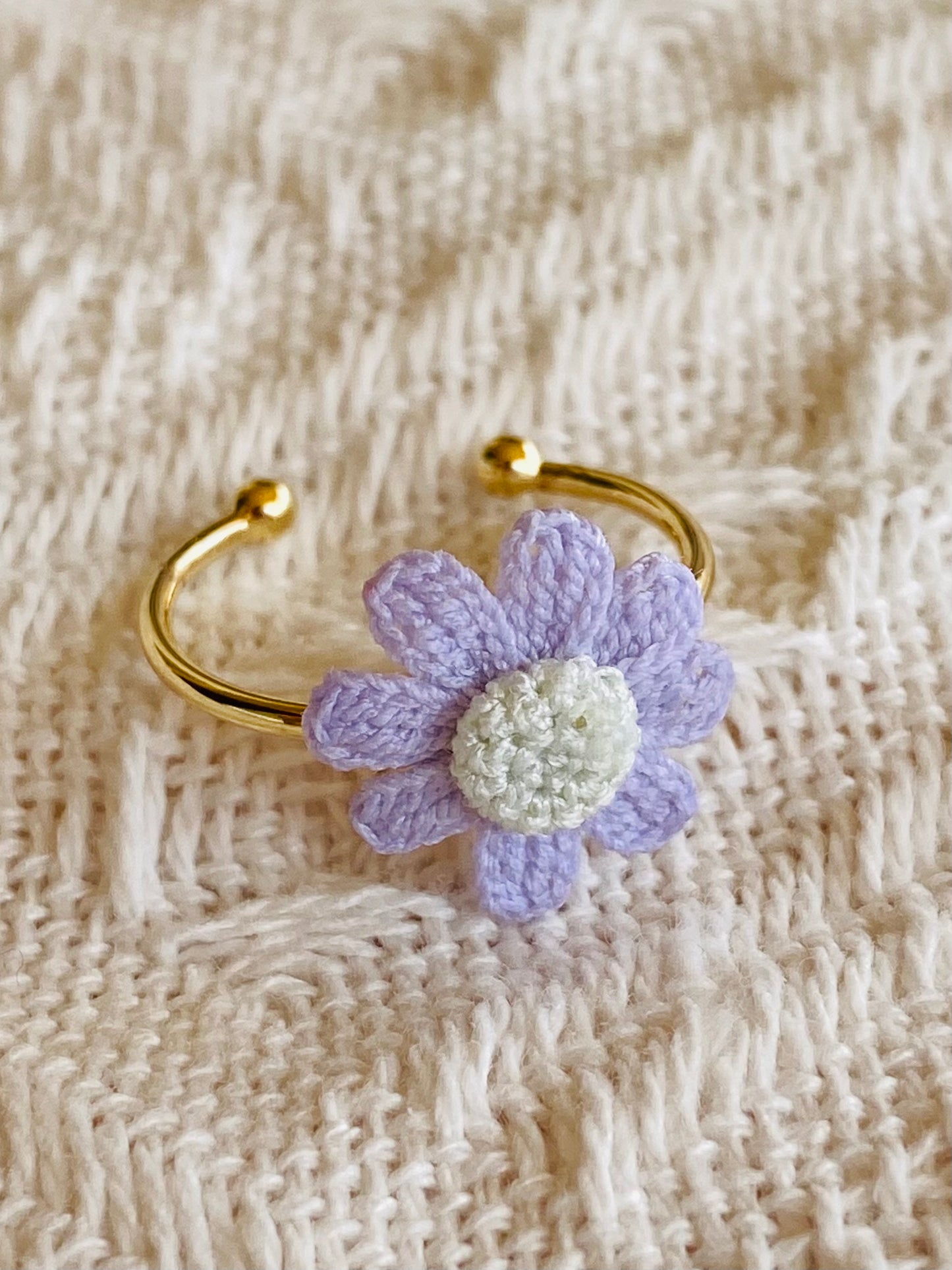 Micro Crochet Ring  | Multi  Petaled Flower