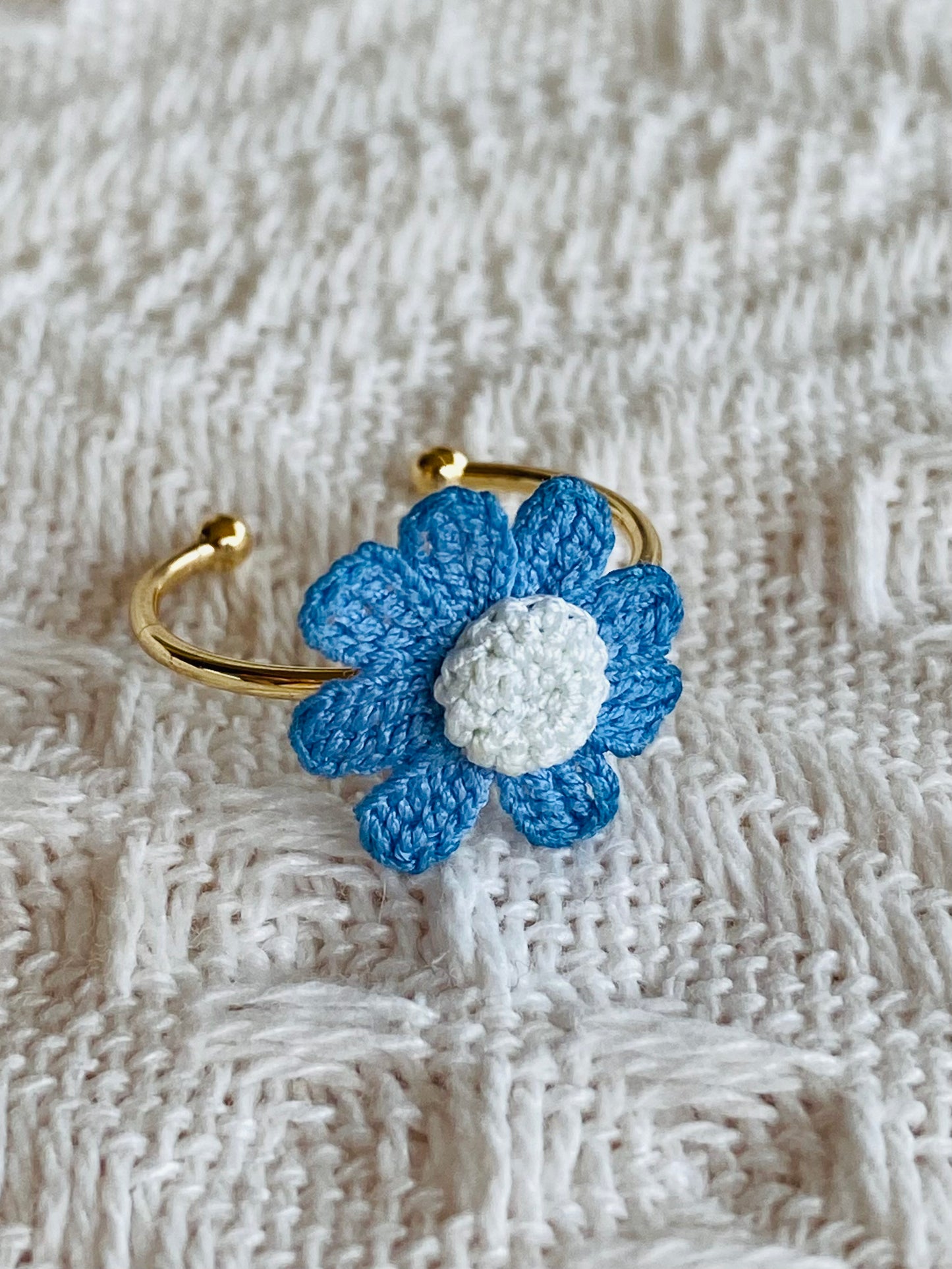 Micro Crochet Ring  | Multi  Petaled Flower