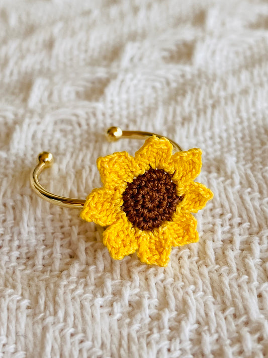 Micro Crochet Ring  | Sunflower