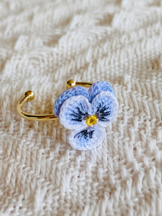 Micro Crochet Ring  | Pansy