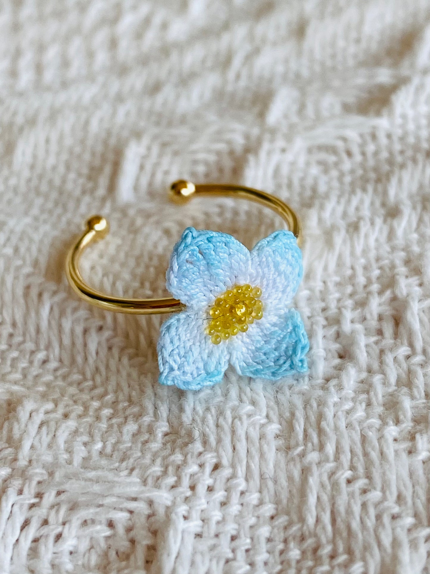 Micro Crochet Ring | Four Petals Flower