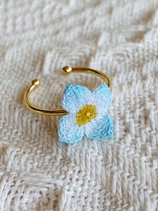 Micro Crochet Ring  | Four Petals Flower