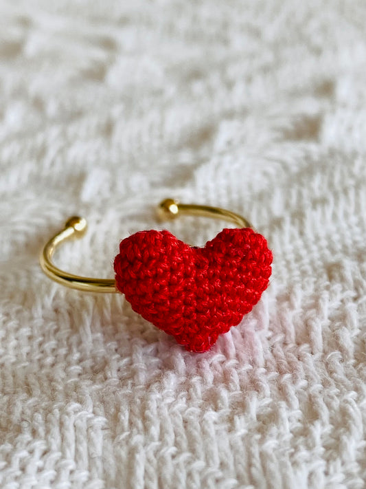 Micro Crochet Ring  | Love Heart