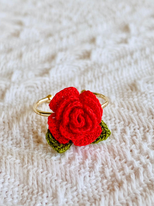 Micro Crochet Ring  | Rose