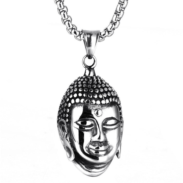 Stainless Steel Buddha Head Necklace