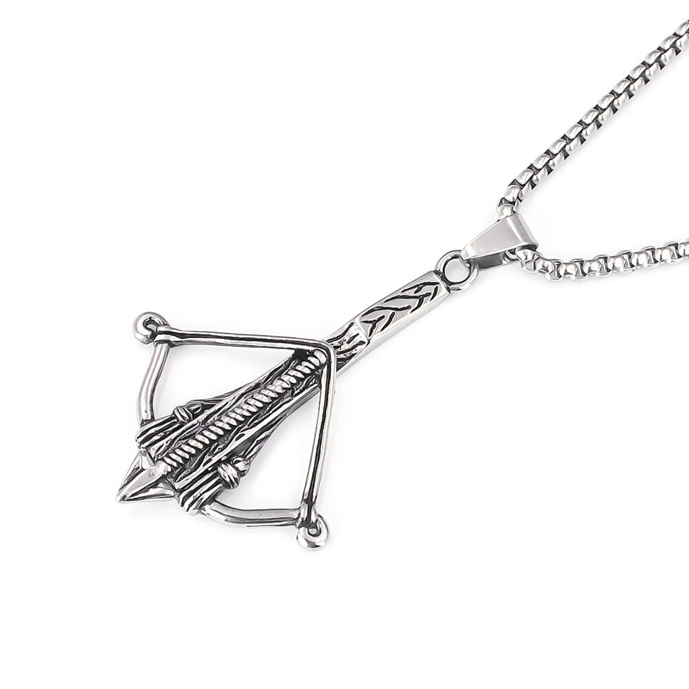 Stainless Steel Bow and Arrow Necklace