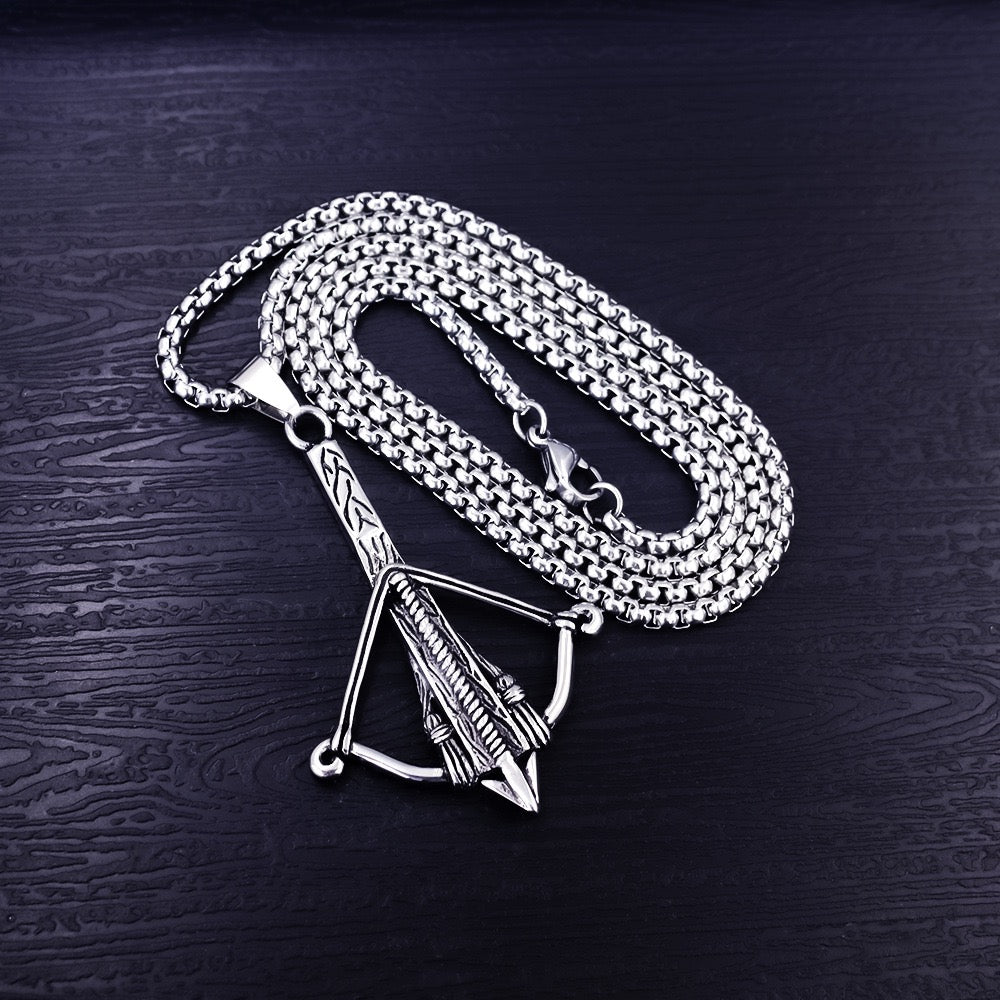 Stainless Steel Bow and Arrow Necklace