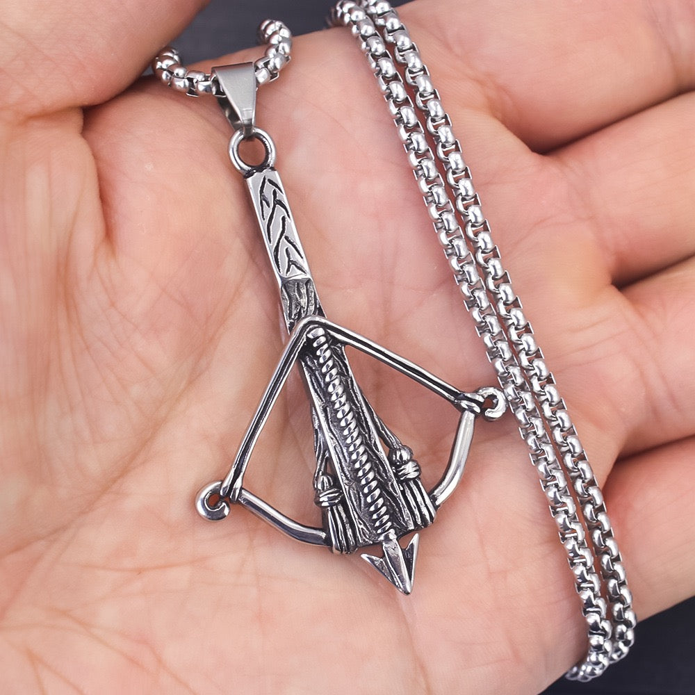 Stainless Steel Bow and Arrow Necklace