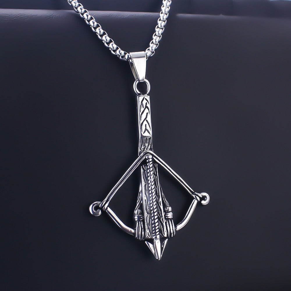Stainless Steel Bow and Arrow Necklace