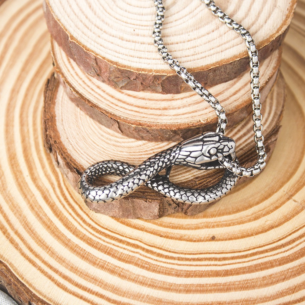 Stainless Steel Ouroboros Snake Necklace