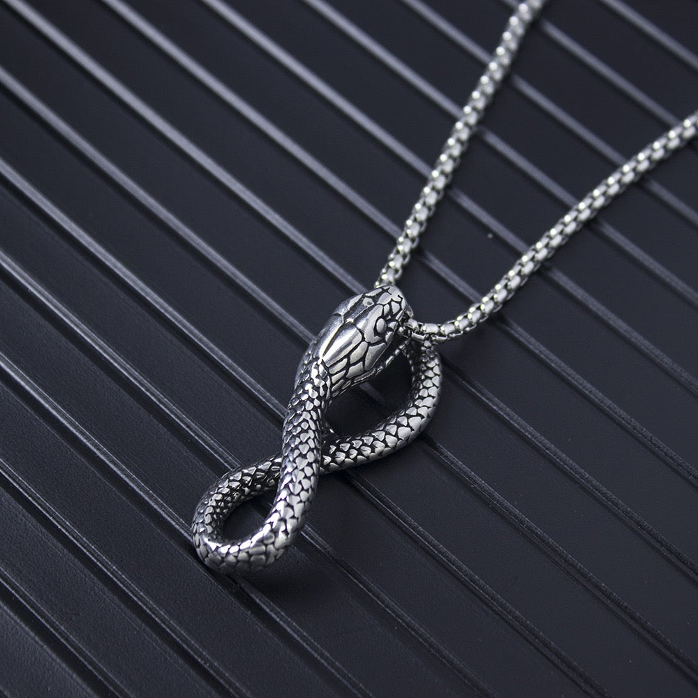 Stainless Steel Ouroboros Snake Necklace
