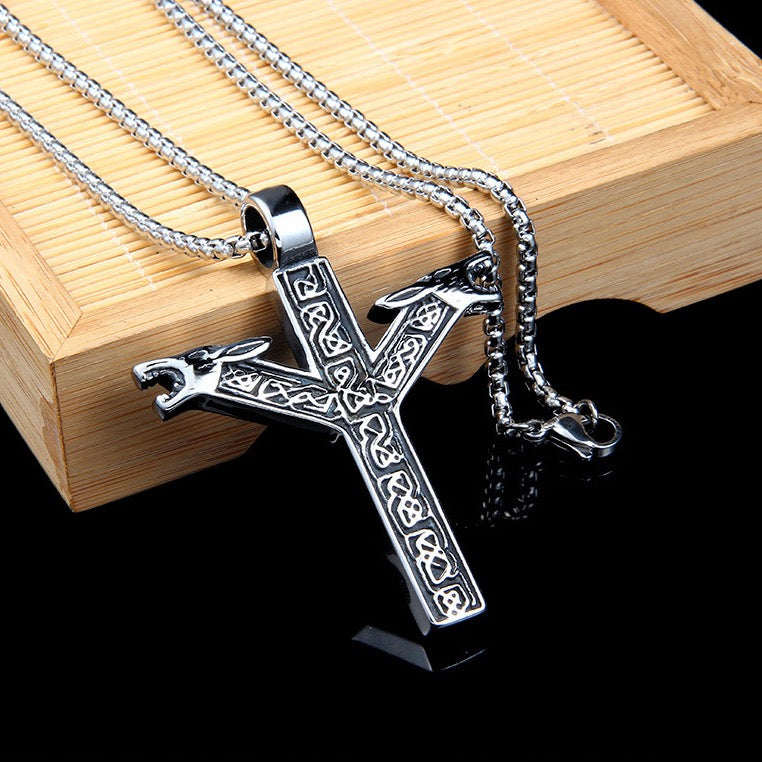 Stainless Steel Two-headed Wolf Necklace