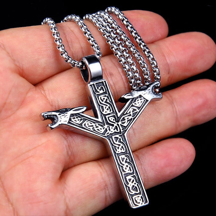 Stainless Steel Two-headed Wolf Necklace