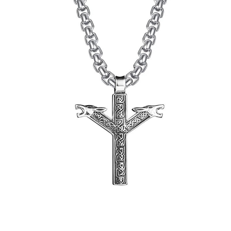 Stainless Steel Two-headed Wolf Necklace