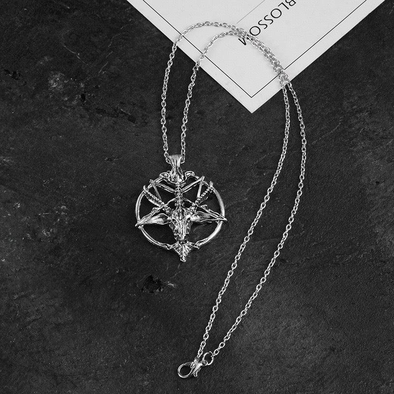 Stainless Steel Satanic Goat Head Necklace