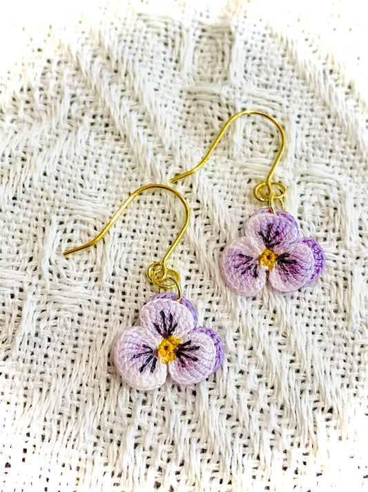 Micro Crochet Earring |  Pansy